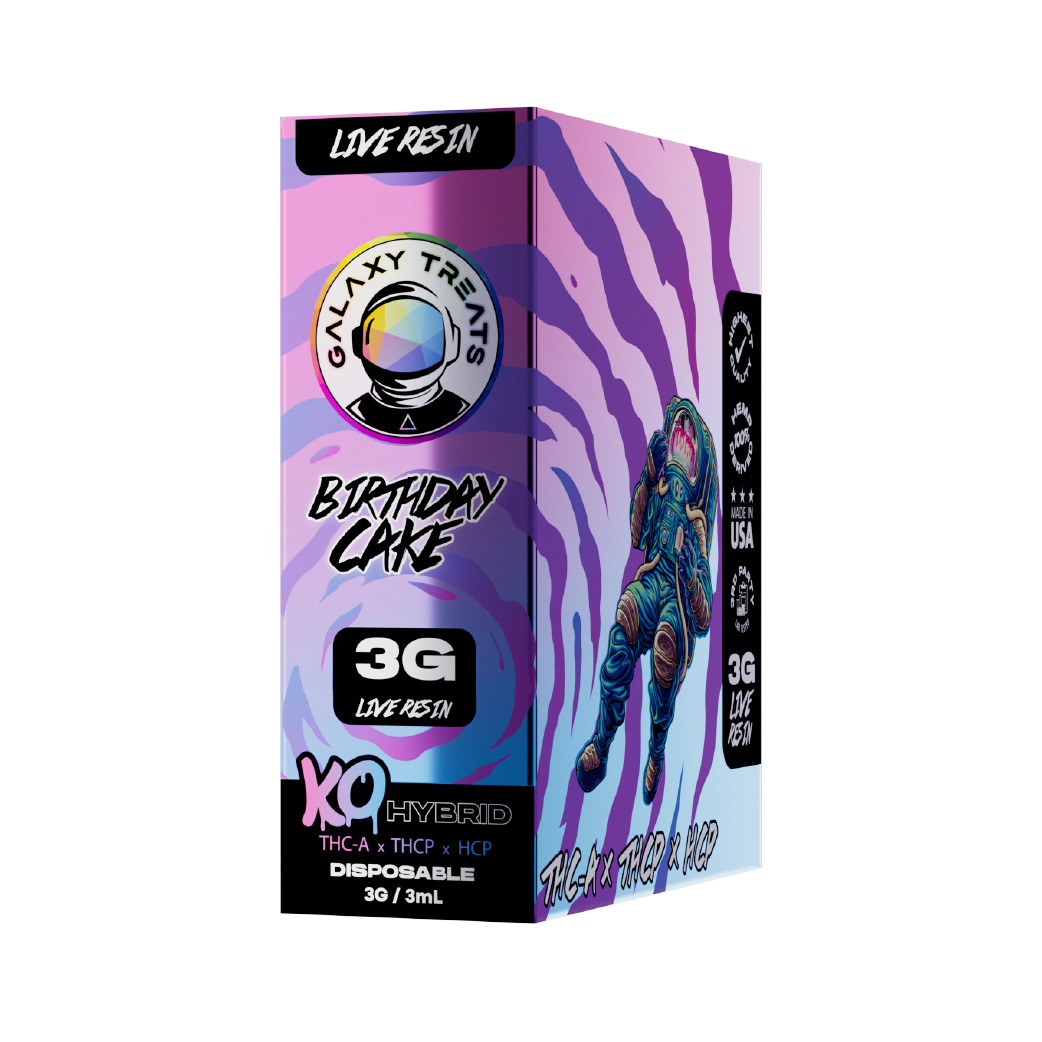Birthday Cake KO Live Resin THC-A + THC-P + HCP 3g Disposable by Galaxy Treats