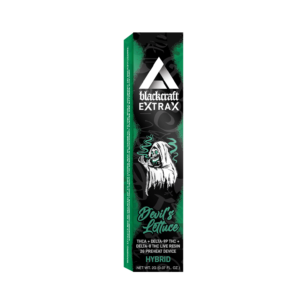 Devil's Lettuce THC-A + Delta 9P THC + Delta 8 THC Live Resin 2g Disposable by Blackcraft x Delta Extrax