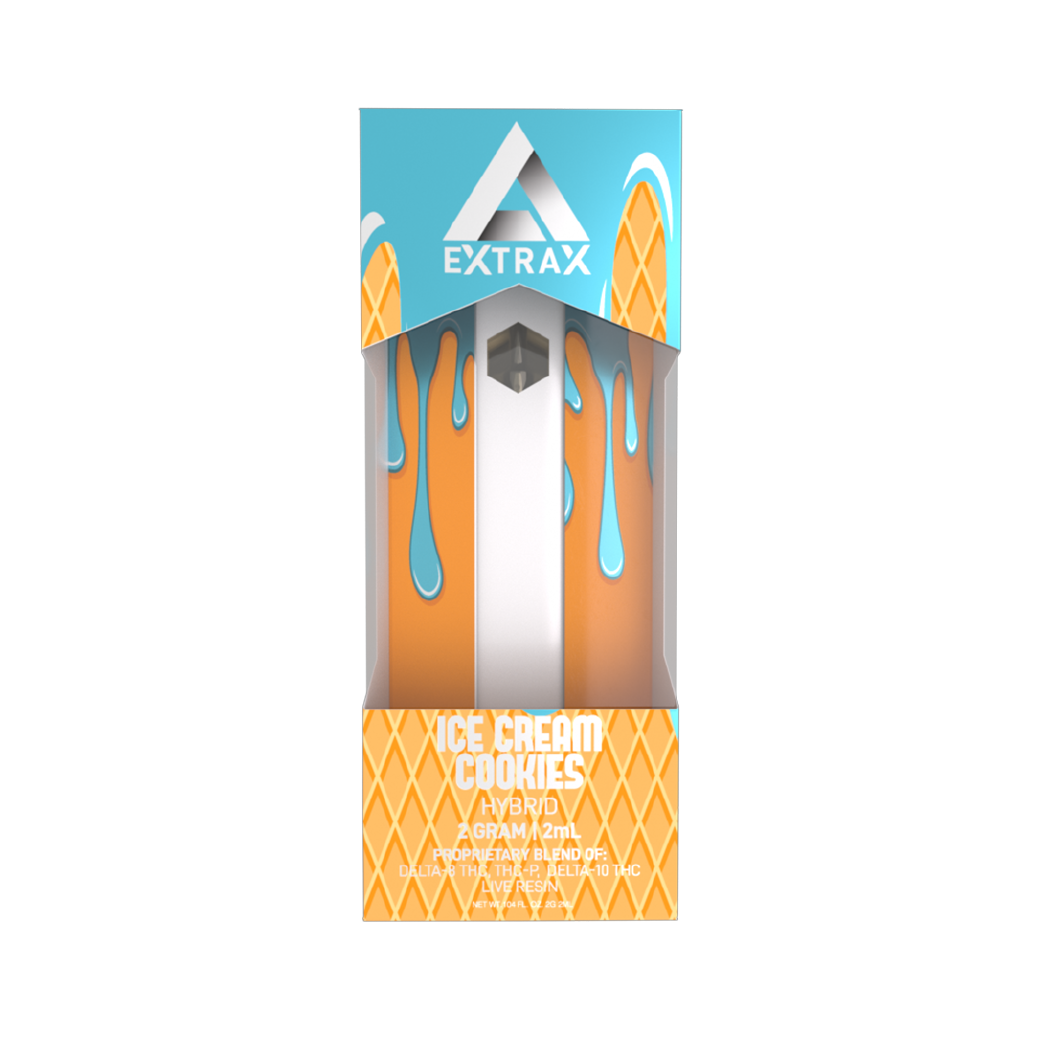 Delta Extrax Ice Cream Cookies Live Resin D8 + D10 + THC-P 2g Disposable   CBDDEALS