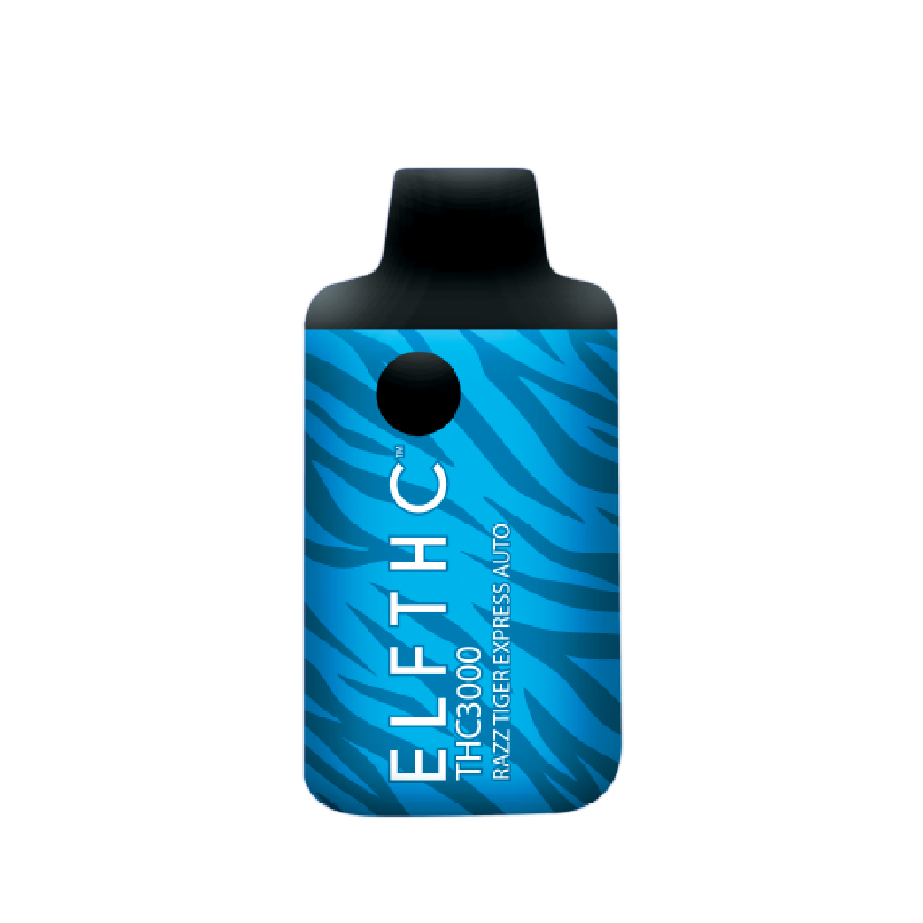 Razz Tiger Express Auto High Potency Blend Delta 8 + THC-P + THC-X 3g Disposable by ELF THC