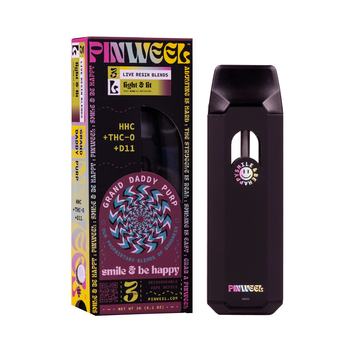 Grand Daddy Purp Live Resin Delta 11 + THC-O 3g Disposable by Pinweel
