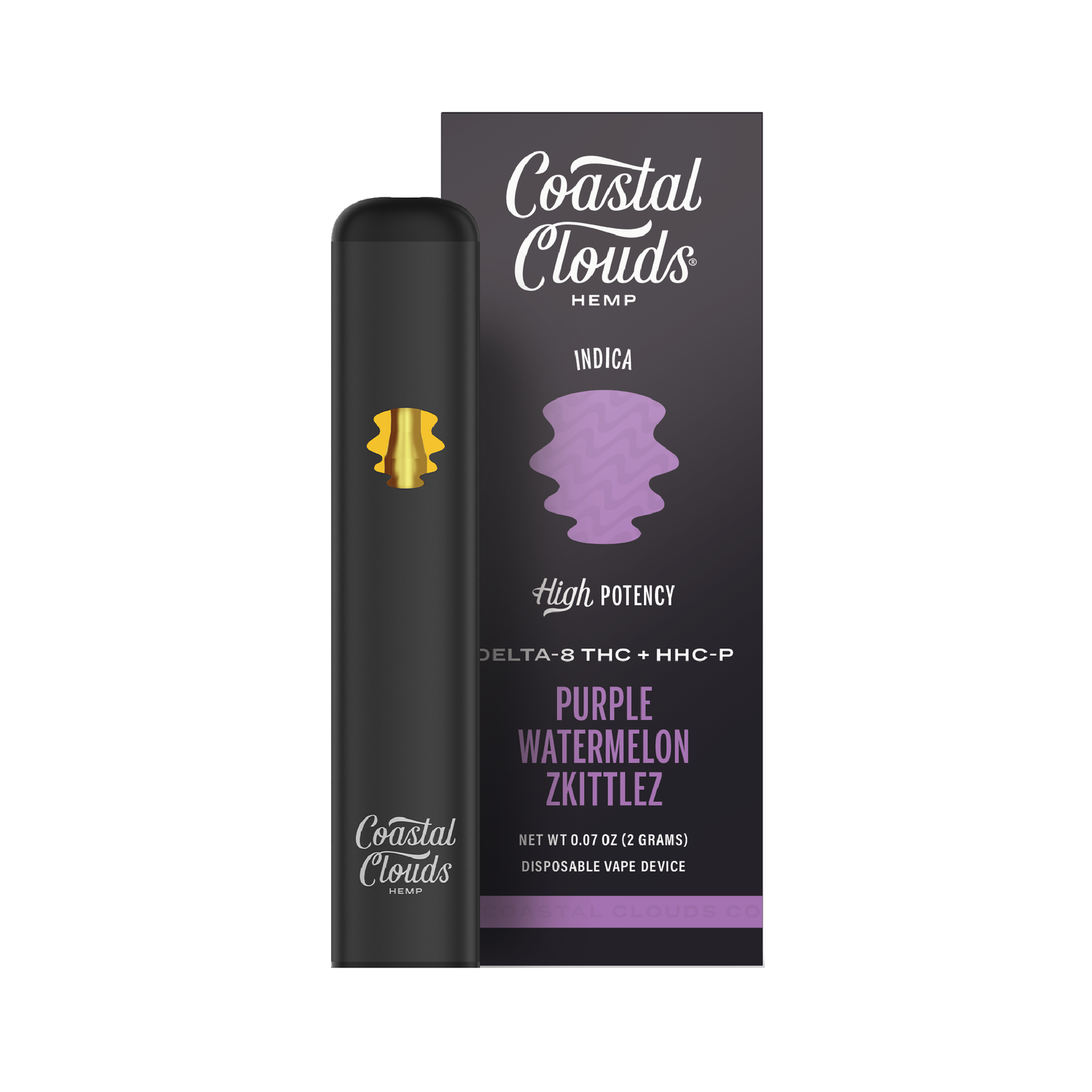 Purple Watermelon Zkittlez Delta 8 + THC + HHC-P 2g Disposable by Coastal Clouds Hemp
