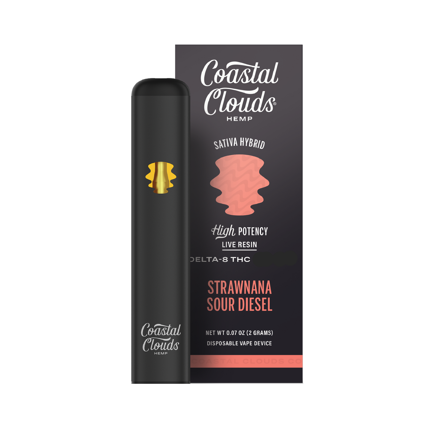 Strawnana Sour Diesel Live Resin Delta 8 + THC 2g Disposable by Coastal Clouds Hemp