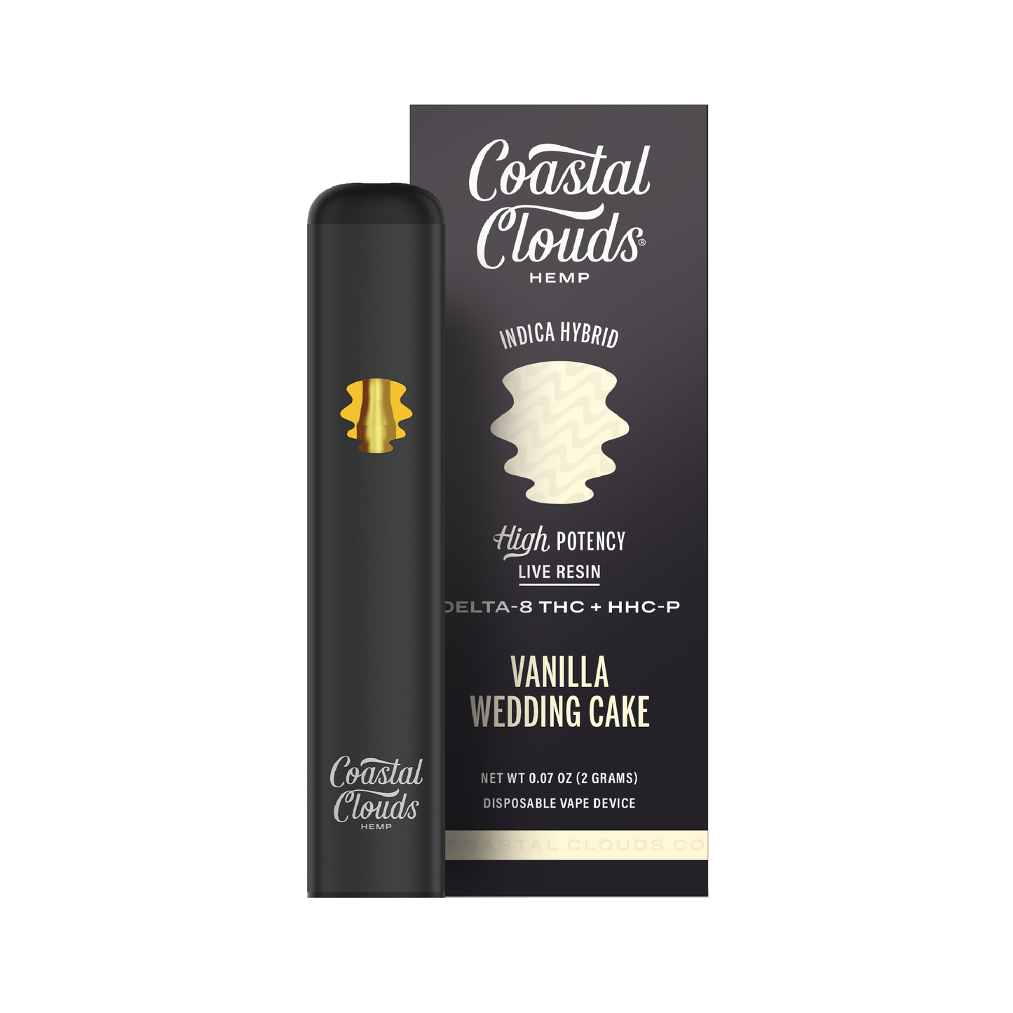Vanilla Wedding Cake Live Resin Delta 8 + THC + HHC-P 2g Disposable by Coastal Clouds Hemp