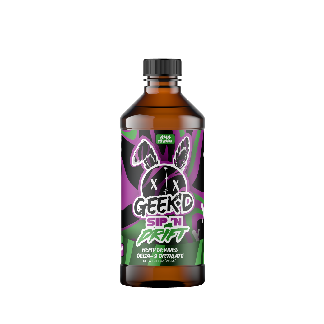 Grape Apple Sip'N Drift Delta 9 Distillate 800mg Syrup by Geek'd Extracts