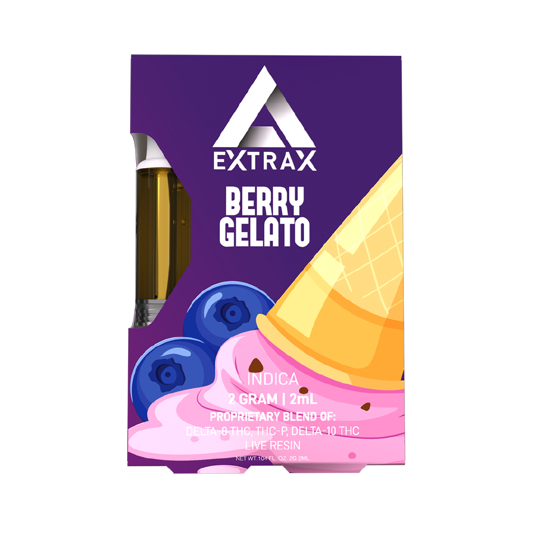 Berry Gelato Live Resin Delta 8 THC + Delta 10 THC + THC-P 2g Cartridge by Delta Extrax