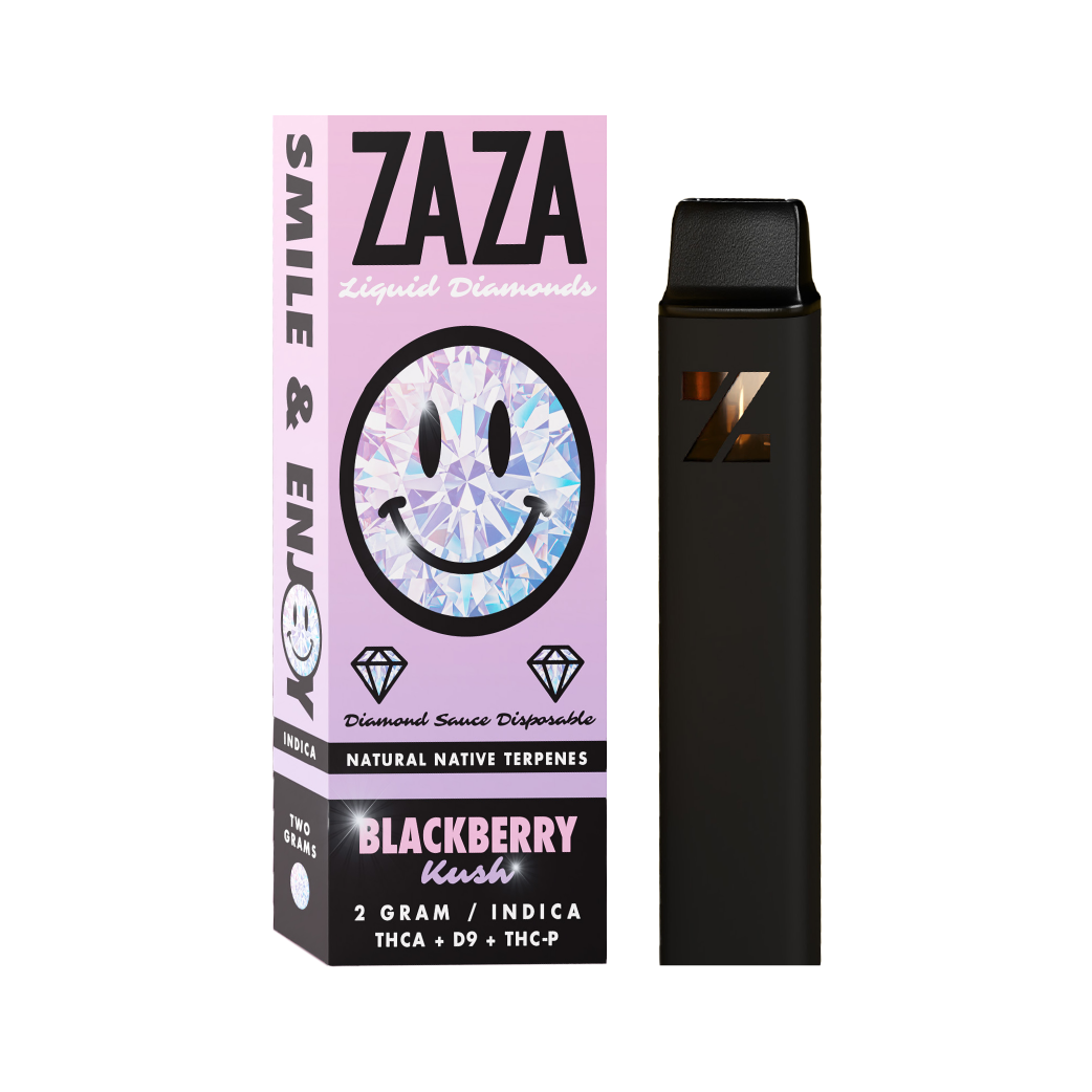 Blackberry Kush Liquid Diamonds THC-A + Delta 9 + THC-P 2g Disposable by Zaza