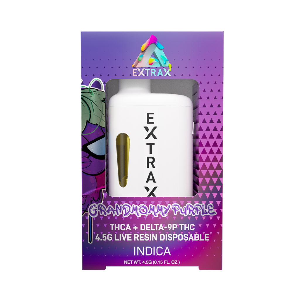 Grandmommy Purple Adios Blend Live Resin THC-A + Delta 9 THC + THC-P 4.5g Disposable by Delta Extrax