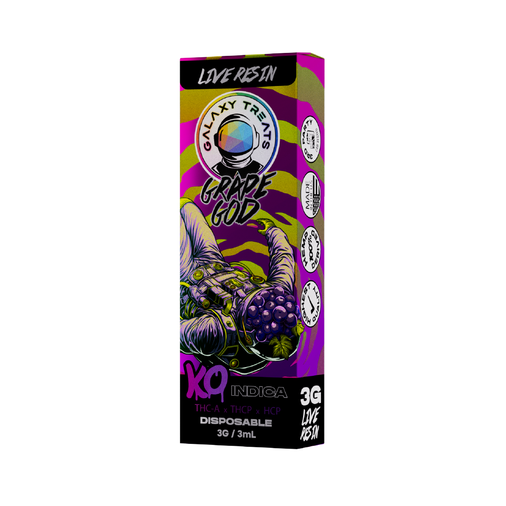 Grape God KO Live Resin THC-A + THC-P + HCP 3g Disposable by Galaxy Treats
