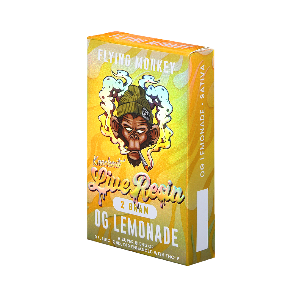 OG Lemonade Knock Out Live Resin Delta 8 + HHC +CBD + Delta 10 + THC-P 2g Disposable by Flying Monkey