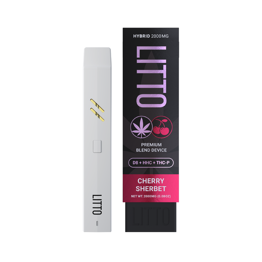 Cherry Sherbet Tri Blend Delta 8 + HHC + THC-P 2g Disposable by Litto