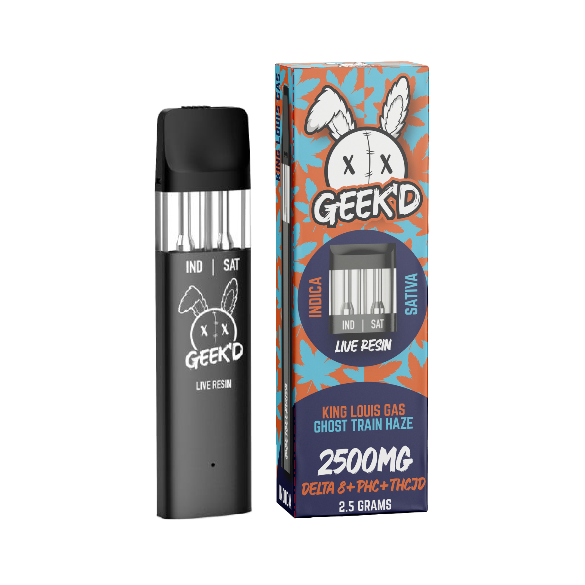 Geek'd Extracts King Louis Gas & Ghost Train Haze 2.5g Disposable ...